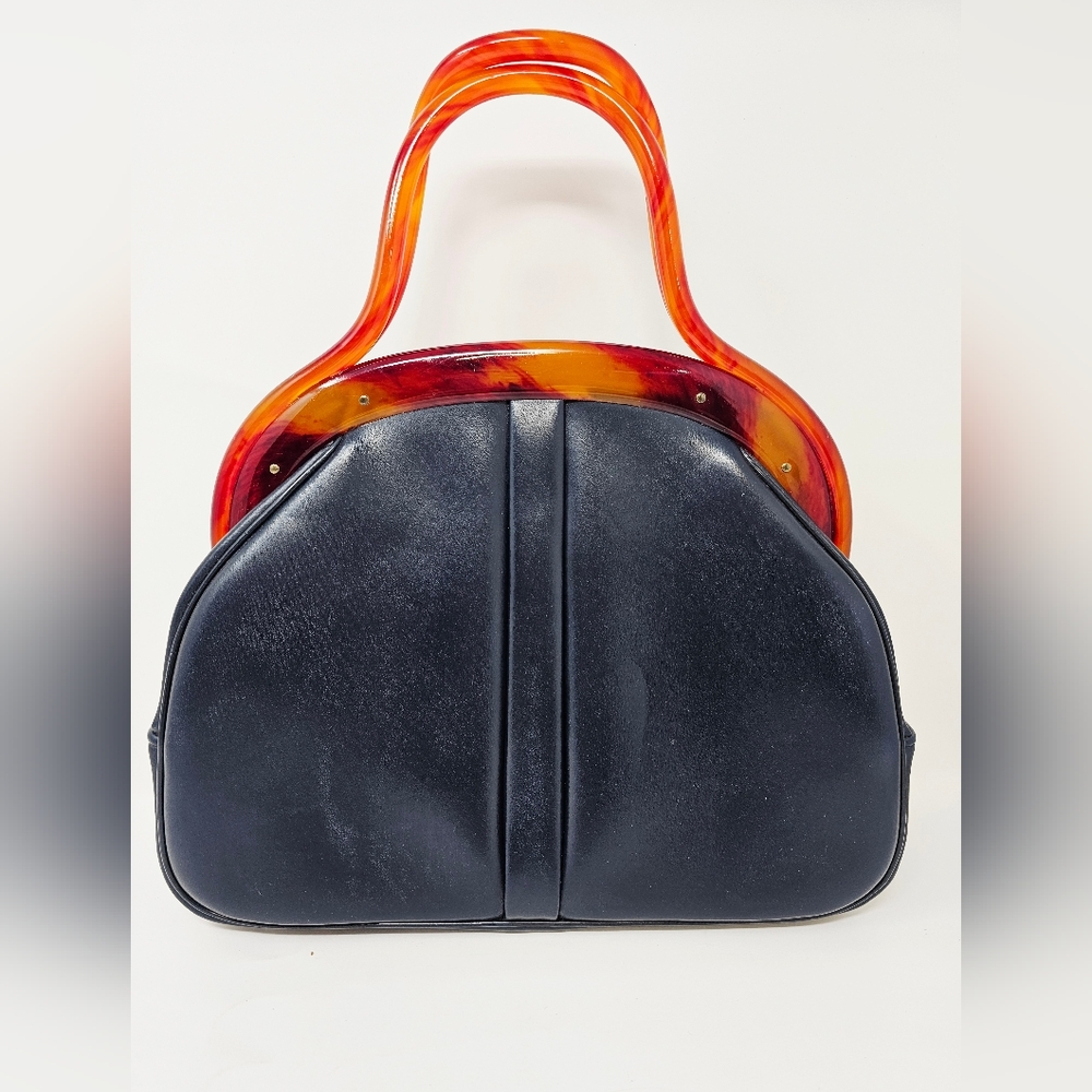 Vintage Retro Garay Lucite Navy Purse